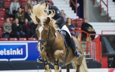 Marja Tetri-Rantanen ja Niisun Nestori Suomenhevosten 110 cm luokan voittoon